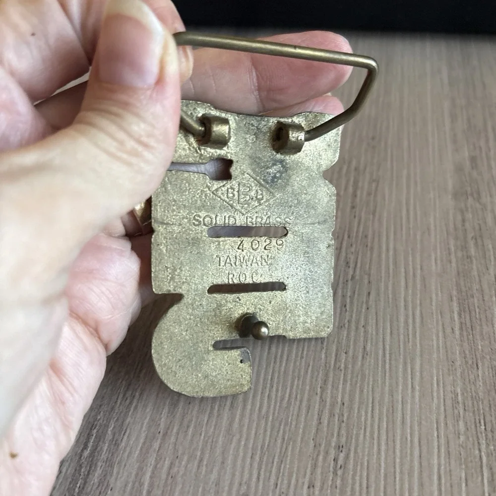 VTG Belt Buckle 70s Cut Spell Out Solid Brass Name “JIM” Taiwan PATINA
